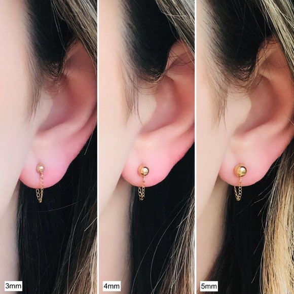 14K gold-filled ball and chain earrings - Picture 2 of 3